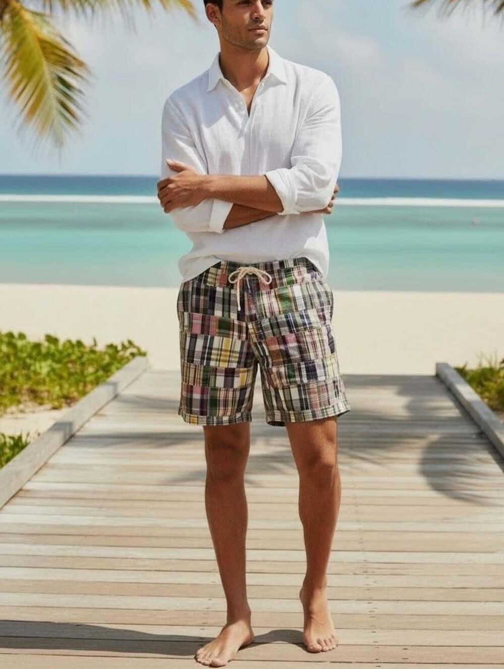 Polo Ralph Lauren Patchwork Swim Shorts Multi Cotton Madras